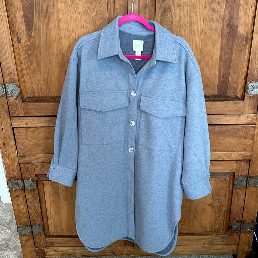 Women’s H&M Long Shacket in Baby Blue